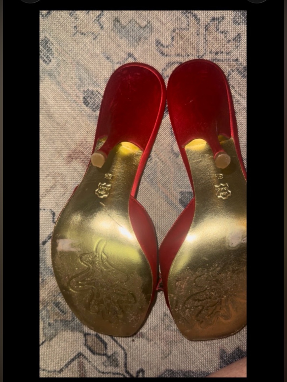 Sam Edelman Red Satin Peep-Toe Slide Heels with Bow Accent - Picture 5 of 5